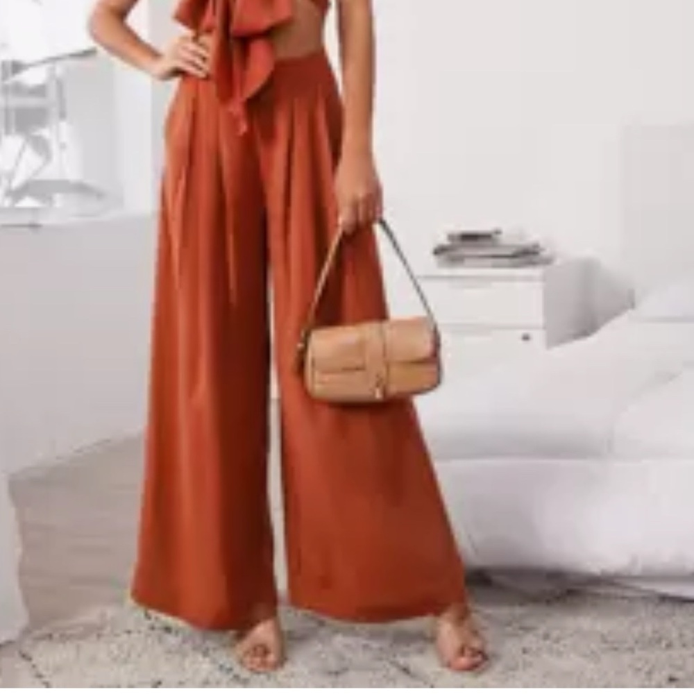 Women's Rust Wide-Leg Pants
